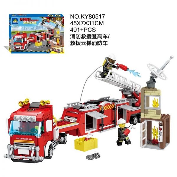 KAZI / GBL / BOZHI KY80517 Fire and Rescue: Fire and Rescue High Car, Rescue Ladder Fire Truck 1 Change 2 0