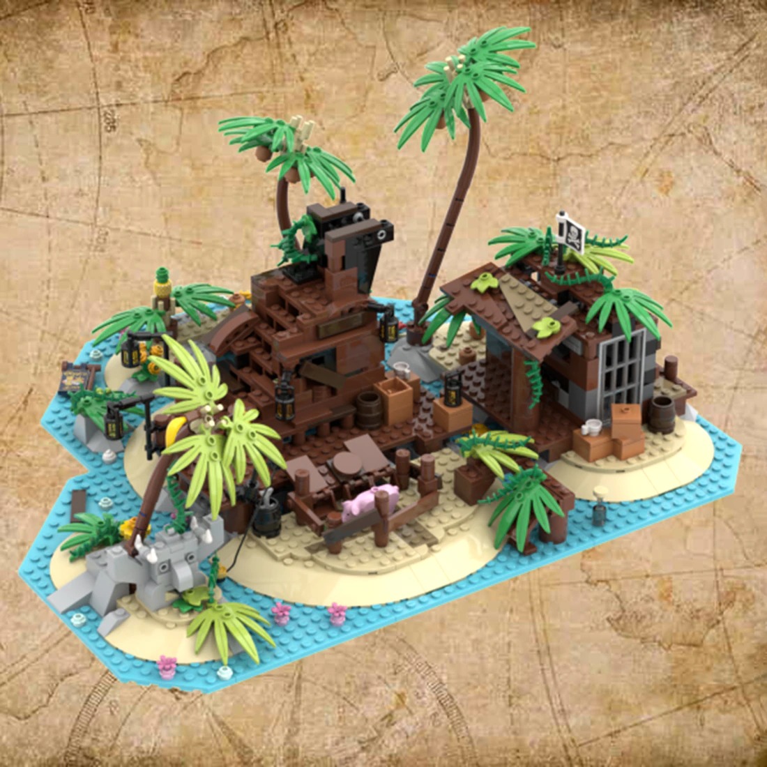 authorized moc 117866 pirate island of b main 5 - KAZI Block