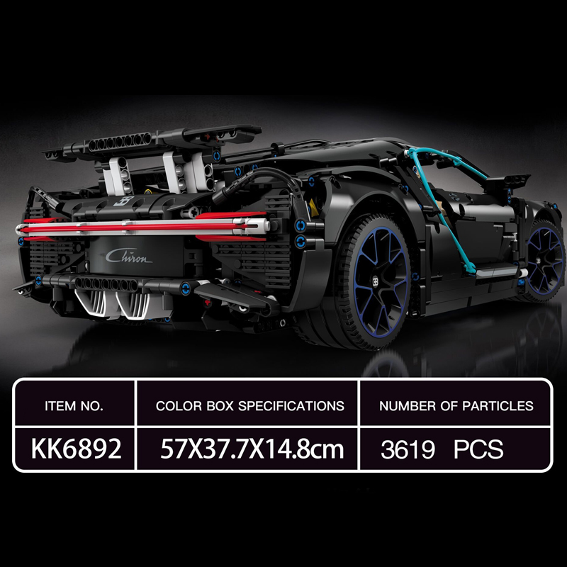 Custom KK6892 Technic Static Version Bugatti Chiron Sports Car 1 - KAZI Block