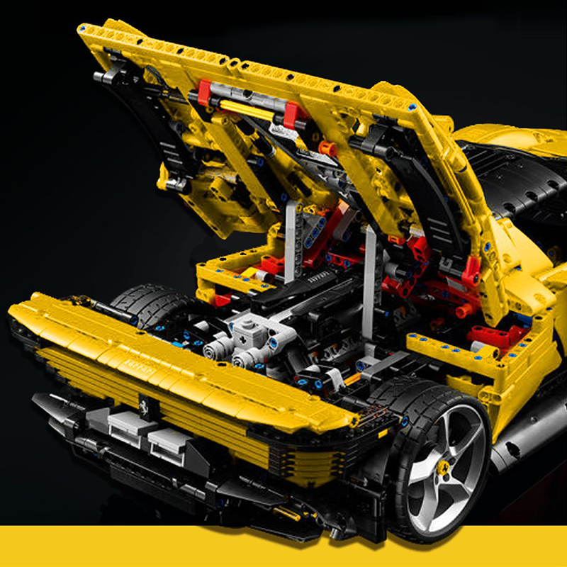Custom 43143 Technic Yellow Ferrari Sports Car 2 - KAZI Block