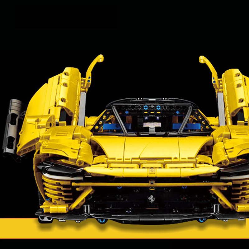 Custom 43143 Technic Yellow Ferrari Sports Car 3 - KAZI Block