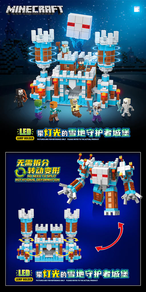 Quan Guan 751 Minecraft Snow Guardian Castle with Lights 1 - KAZI Block