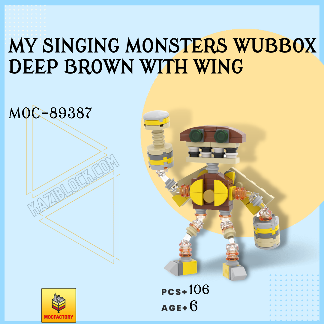 MOC Factory 89387 Movies and Games My Singing Monsters Wubbox Deep Brown  with Wing - SEMBO™ Block