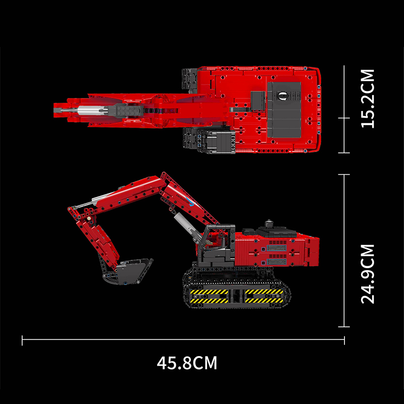 Mould King 15062 Motor Red Mechanical Digger 5 - KAZI Block